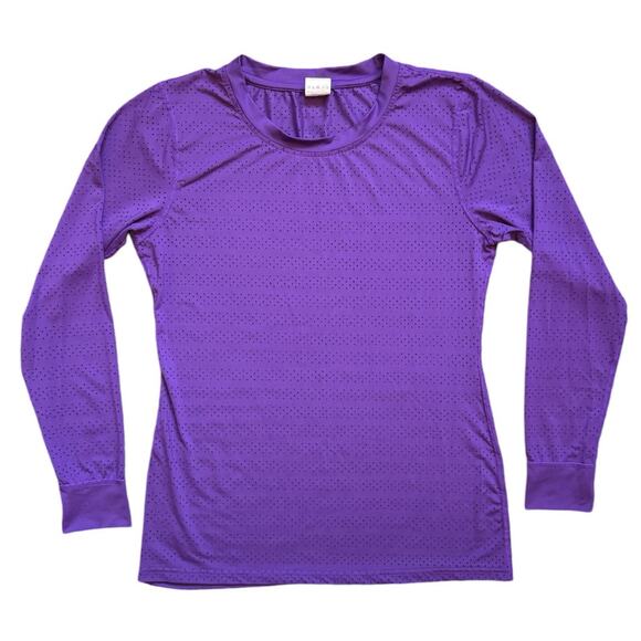 Zyia Active Chill Laser Cut Perforated Long Sleeve Shirt Purple Activewear - Picture 1 of 6